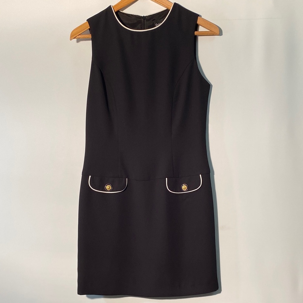 Elegant Black Mini Dress with Button Details